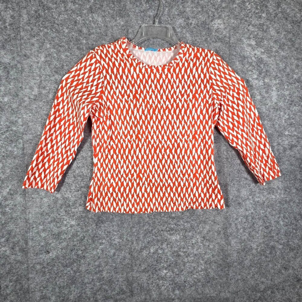 J. McLaughlin Catalina Cloth Knit Top 3/4 Sleeve Pullover Orange Women's Size M - Picture 1 of 8
